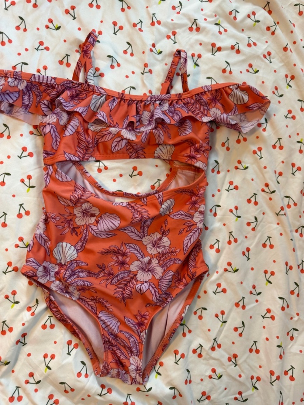 Target Girls Coral Floral One-Piece Swimsuit